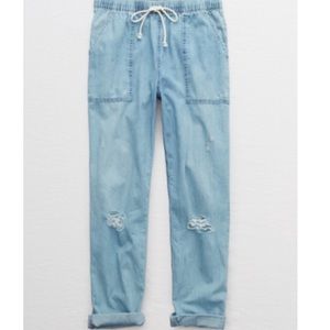 NWT Aerie Chambray Distressed Pant